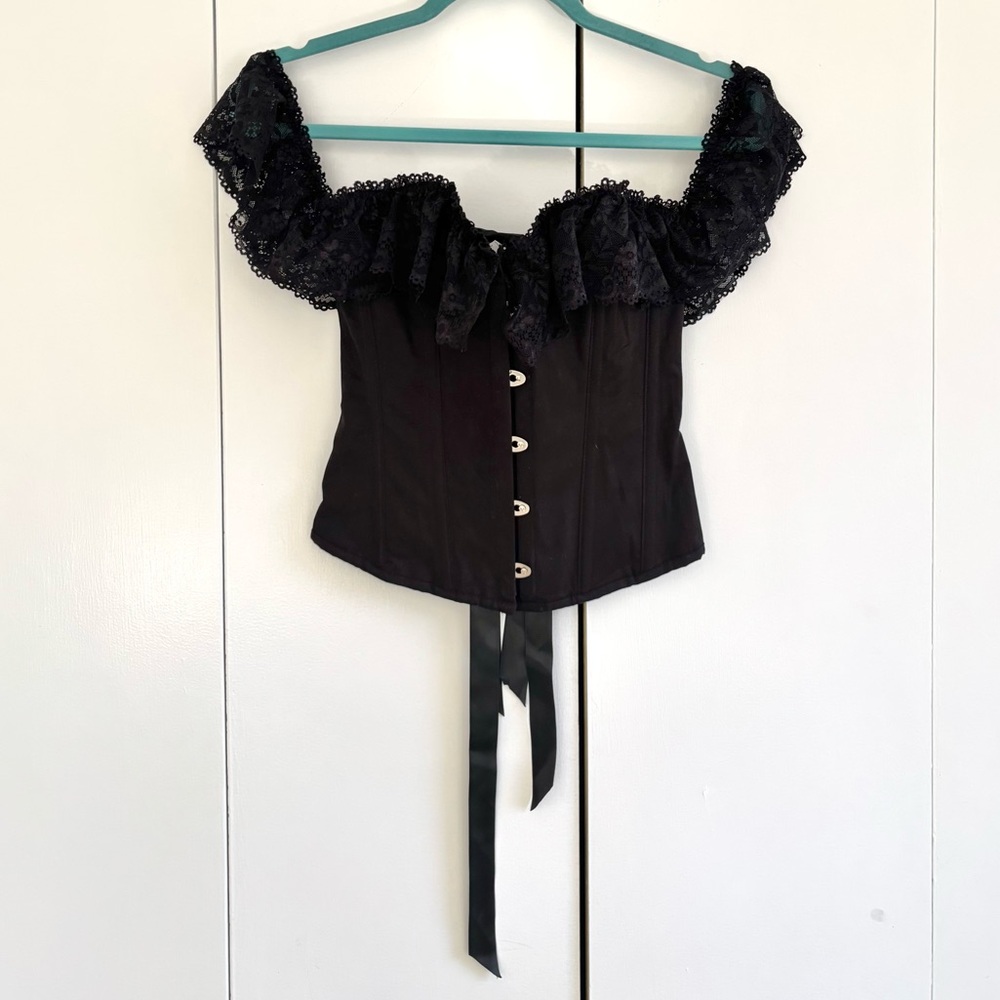 Dolls Kill Widow Truth of Temptation Corset Top in Black NWT Size XS